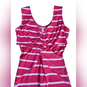 Feathers Pink & White Striped Cutout Maxi Dress with Slit - Size XS / 12" P2P